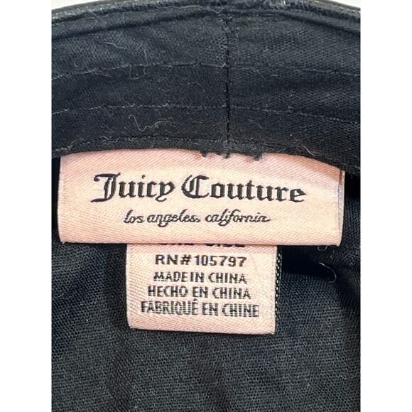 Juicy Couture Newsboy Black Cap Hat Crown Charm Cabbie One Size Wool - Picture 6 of 6